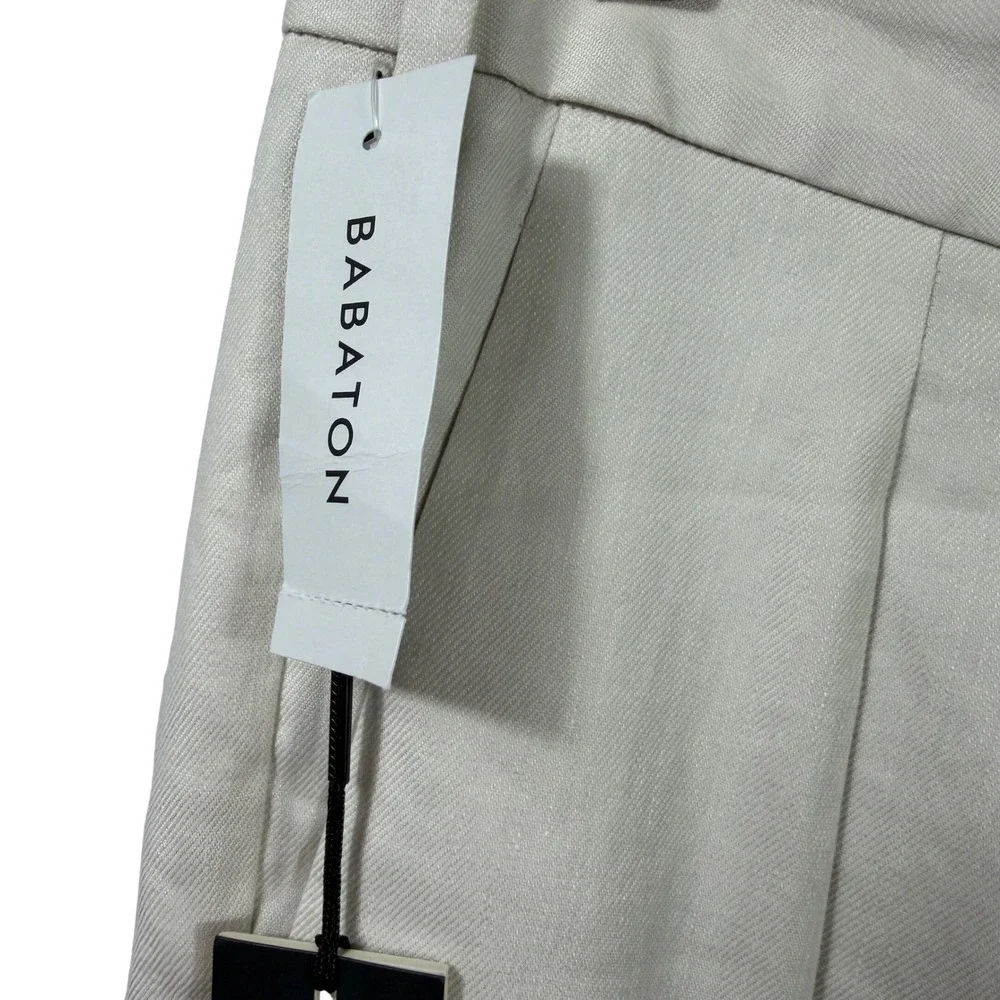 Babaton Aritzia Slater Pant 8 Matte Pearl High Rise Linen TENCEL Trouser NWT
